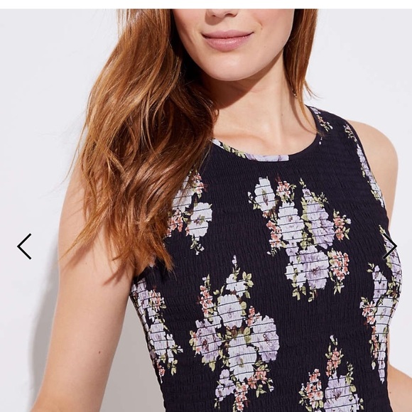 Loft BOUQUET SMOCKED FLARE DRESS size 2 - Picture 2 of 7